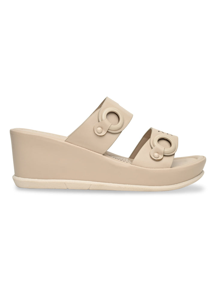 Rocia By Regal Beige Women Casual Laser Cut Wedges