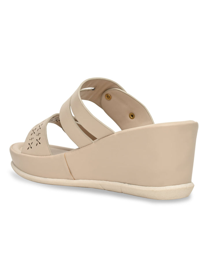 Rocia By Regal Beige Women Casual Laser Cut Wedges