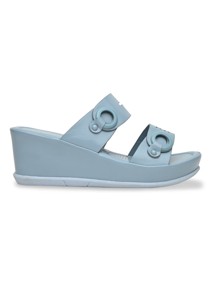 Rocia By Regal Blue Women Casual Laser Cut Wedges