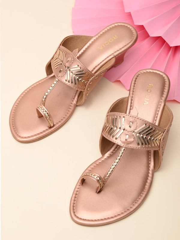Rocia By Regal Rose Gold Women Kolhapuri Wedges