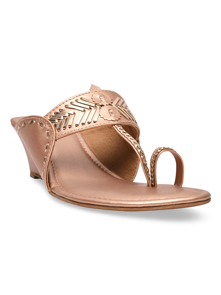 Rocia By Regal Rose Gold Women Kolhapuri Wedges