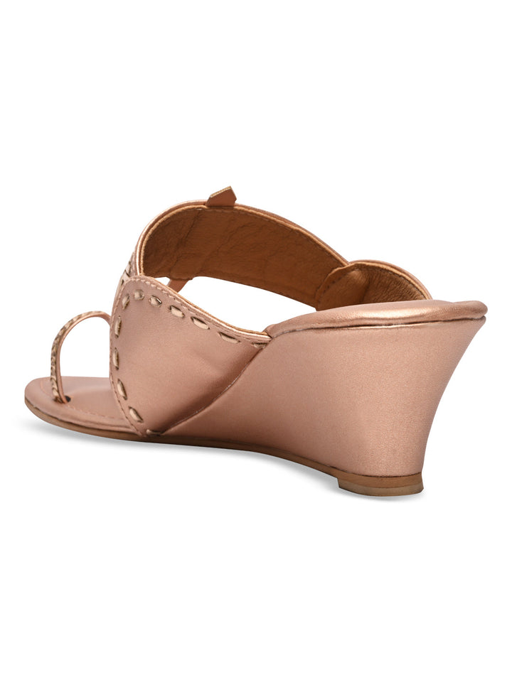 Rocia By Regal Rose Gold Women Kolhapuri Wedges