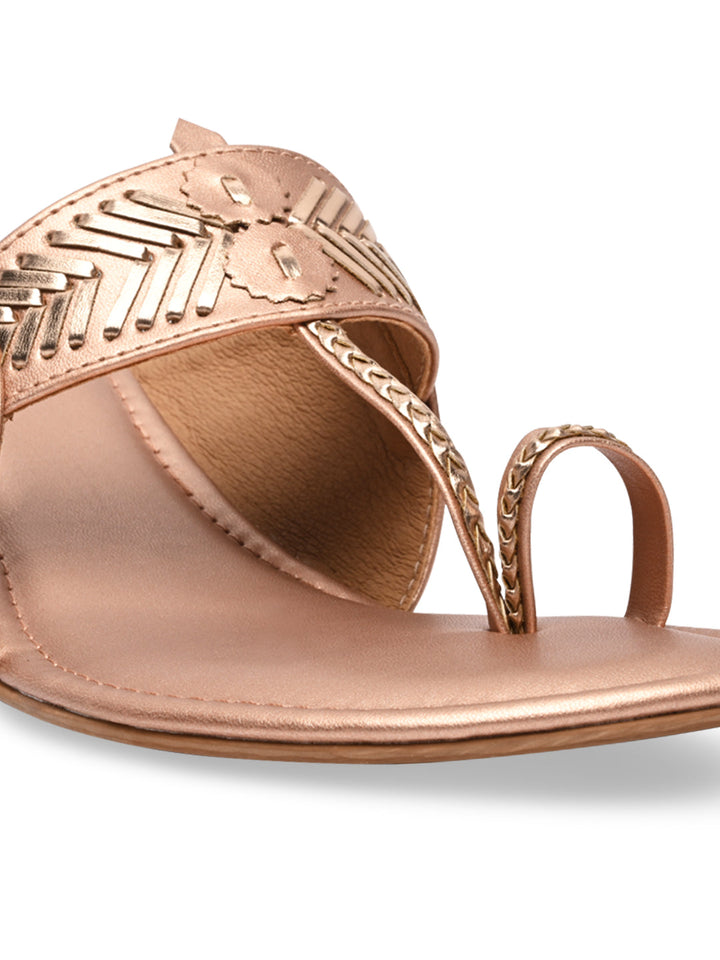 Rocia By Regal Rose Gold Women Kolhapuri Wedges
