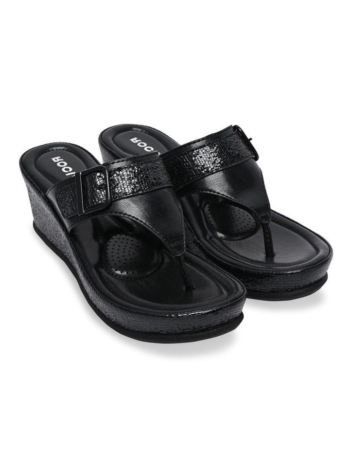 Rocia By Regal Black Women Funky Wedges