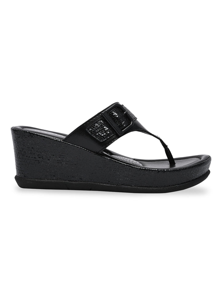Rocia By Regal Black Women Funky Wedges