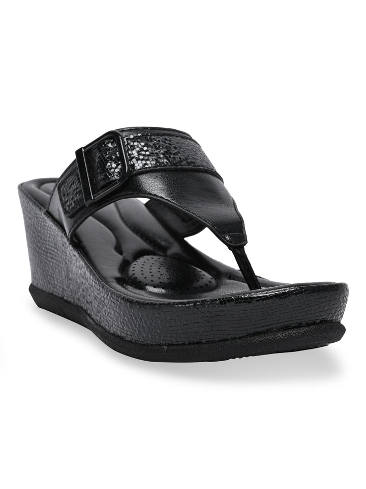 Rocia By Regal Black Women Funky Wedges