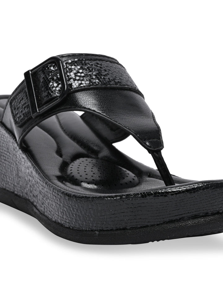 Rocia By Regal Black Women Funky Wedges