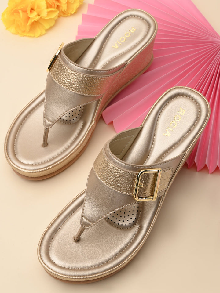 Rocia By Regal Gold Women Funky Wedges