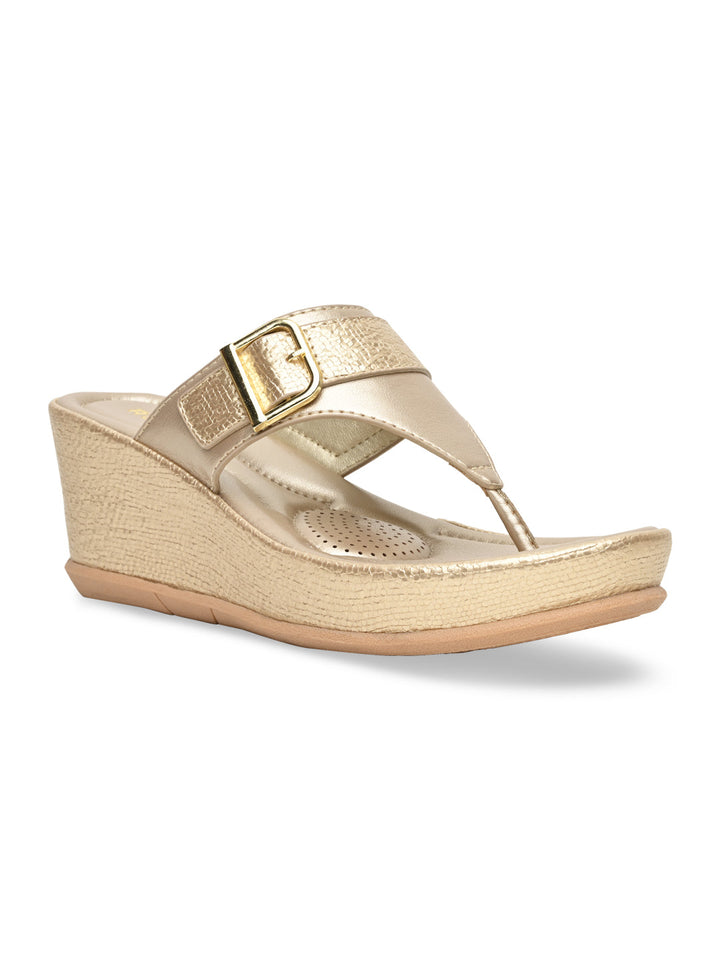 Rocia By Regal Gold Women Funky Wedges