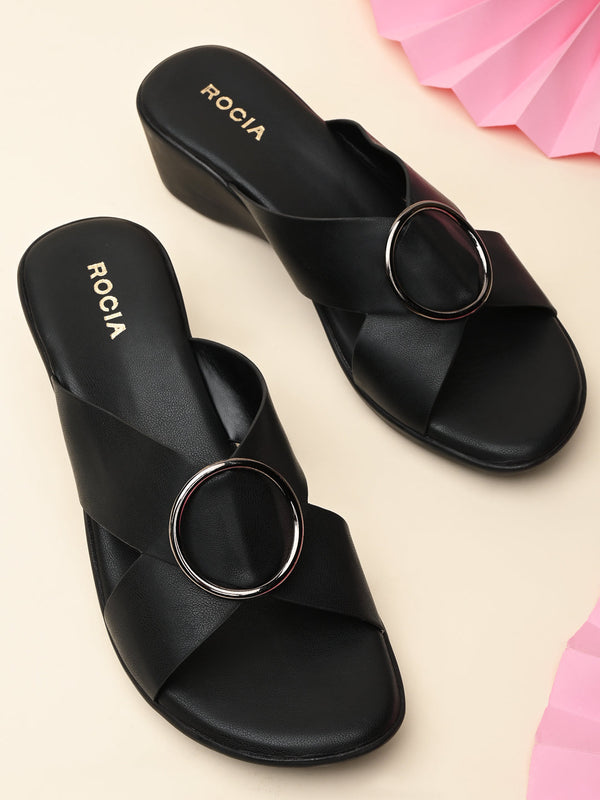 Rocia By Regal Black Women Casual Daily Wedges