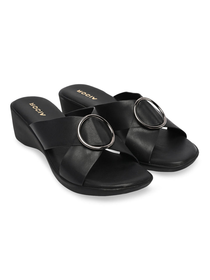 Rocia By Regal Black Women Casual Daily Wedges