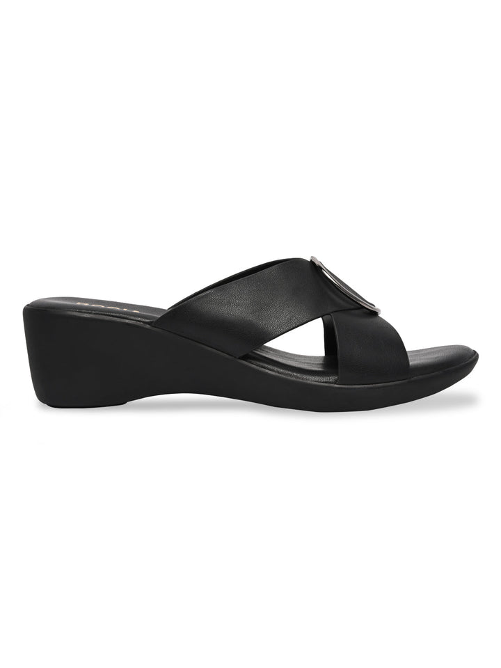 Rocia By Regal Black Women Casual Daily Wedges