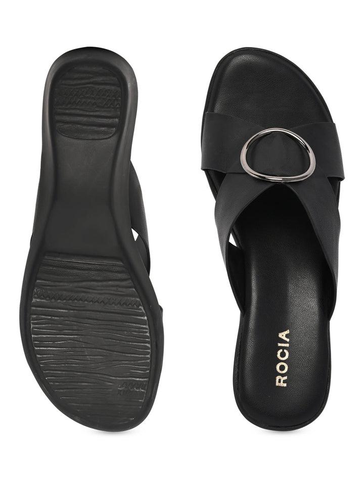 Rocia By Regal Black Women Casual Daily Wedges
