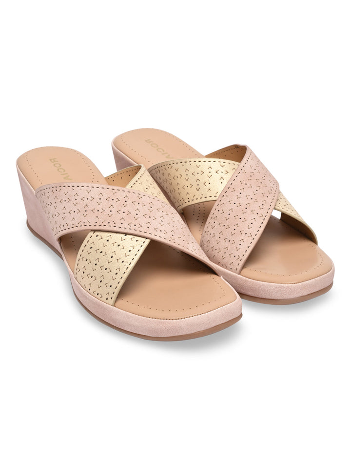 Rocia By Regal Pink Women Laser Cut Wedges