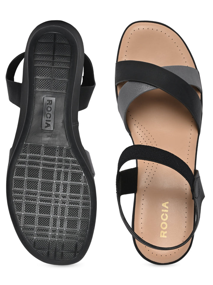 Rocia By Regal Black Women Casual Wedge Sandals