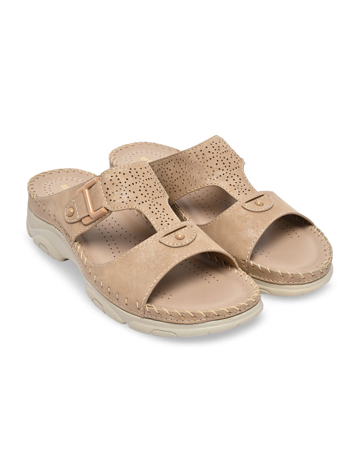 Rocia By Regal Beige Women Casual Laser Cut Wedges