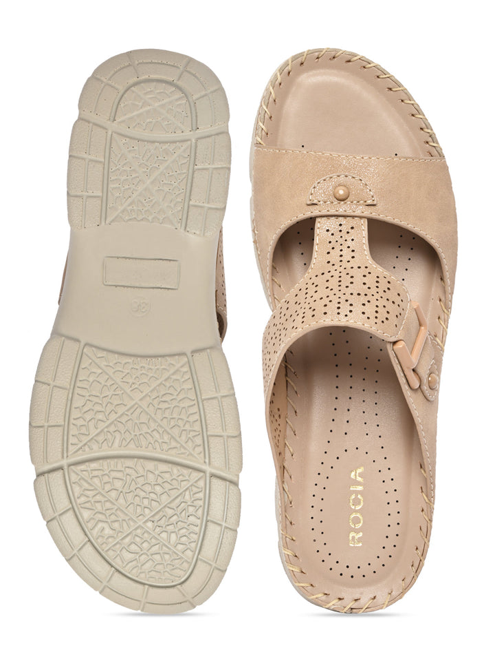 Rocia By Regal Beige Women Casual Laser Cut Wedges