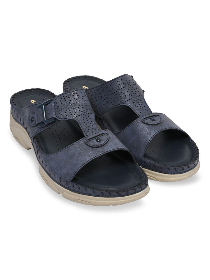 Rocia By Regal Navy Women Casual Laser Cut Wedges