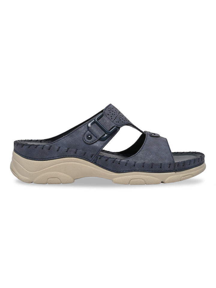 Rocia By Regal Navy Women Casual Laser Cut Wedges