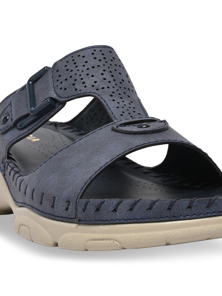 Rocia By Regal Navy Women Casual Laser Cut Wedges