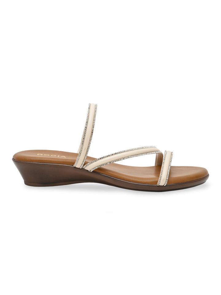 Rocia By Regal Beige Women Ziz-Zag Strappy Wedge