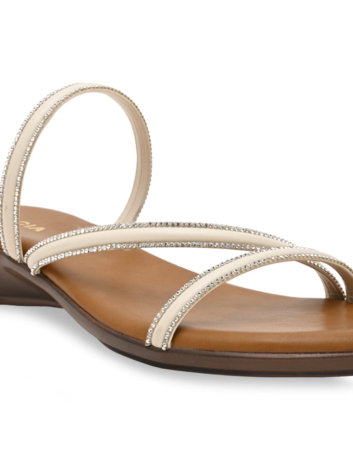 Rocia By Regal Beige Women Ziz-Zag Strappy Wedge