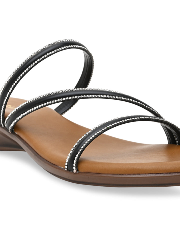 Rocia By Regal Black Women Ziz-Zag Strappy Wedge