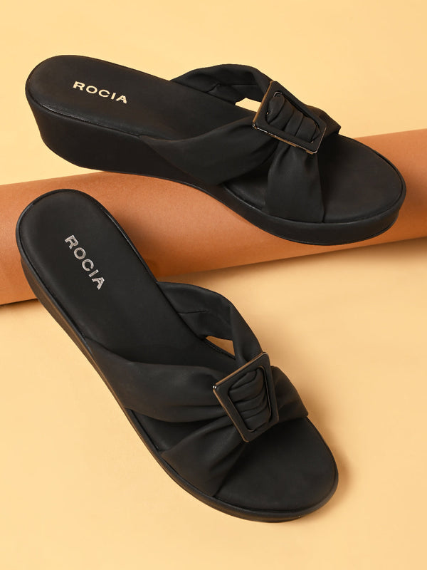 Rocia By Regal Black Women Casual Wedges