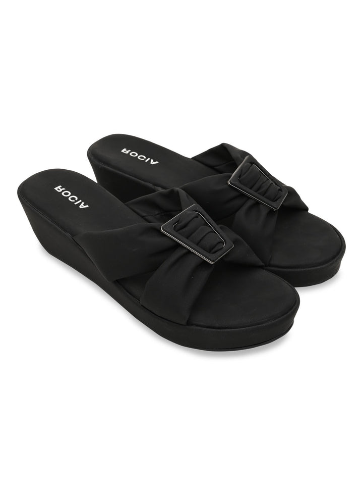 Rocia By Regal Black Women Casual Wedges