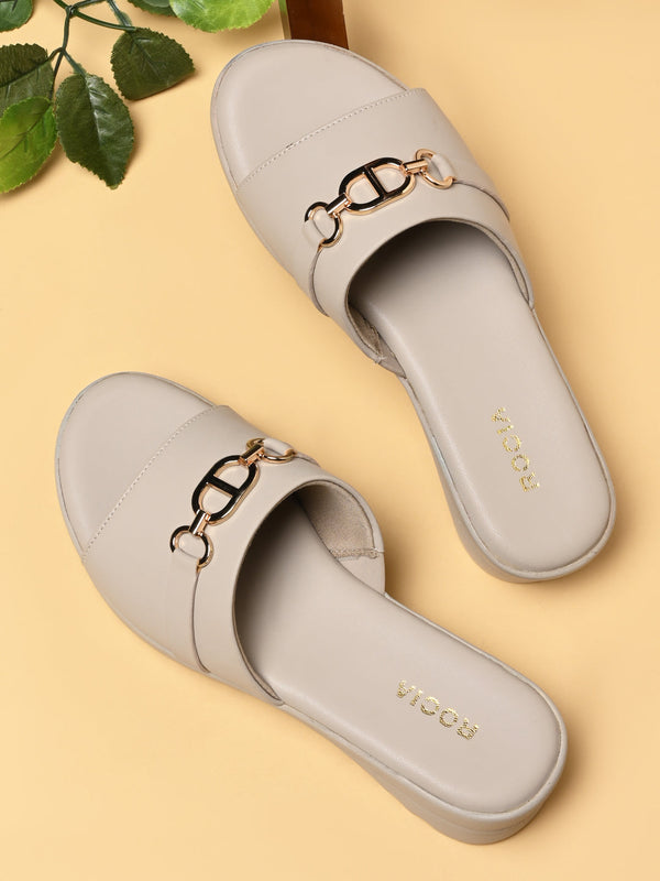 Rocia By Regal Grey Women Buckled Classic Slip On Wedges