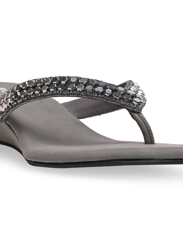 Rocia By Regal Grey Women Casual Embroidered Wedges