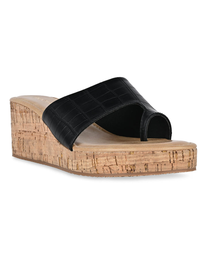 Rocia By Regal Black Women Casual Wedge Sandals