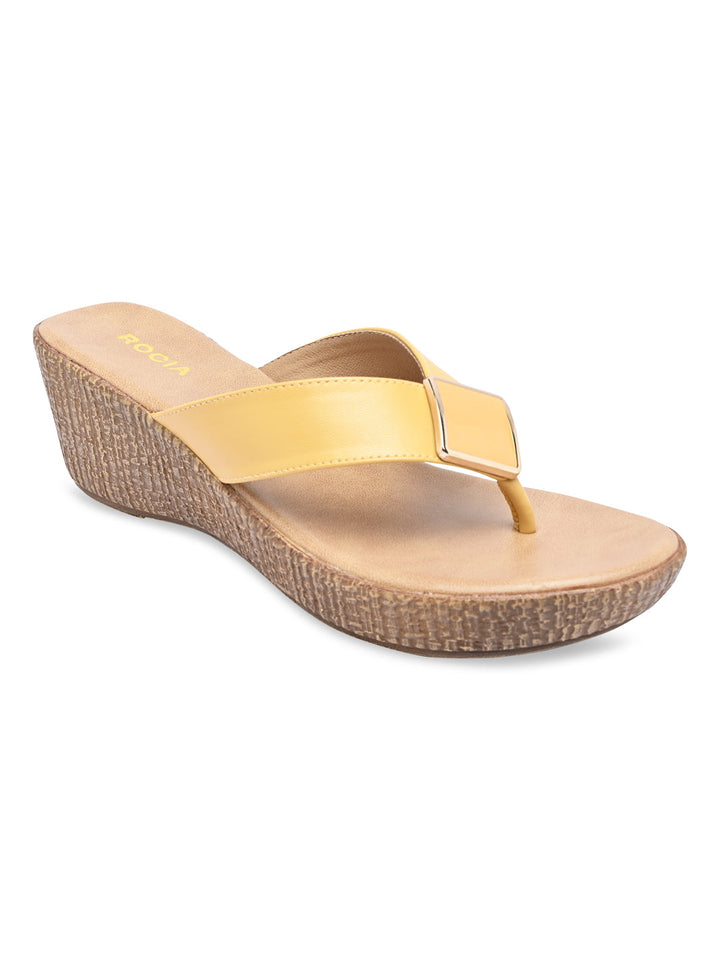 Rocia By Regal Mustard Women Casual Wedge Sandals