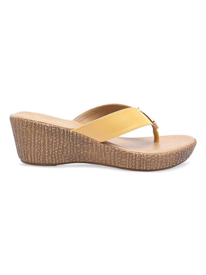 Rocia By Regal Mustard Women Casual Wedge Sandals