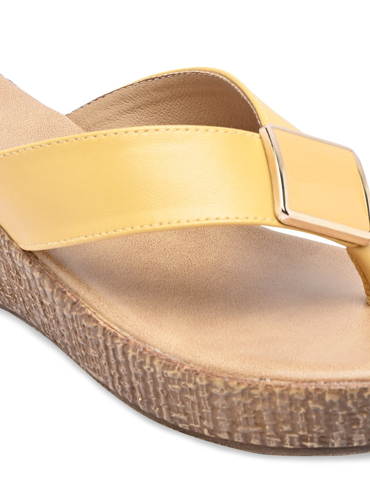 Rocia By Regal Mustard Women Casual Wedge Sandals