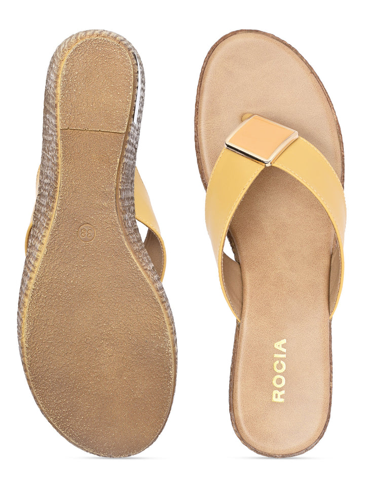 Rocia By Regal Mustard Women Casual Wedge Sandals