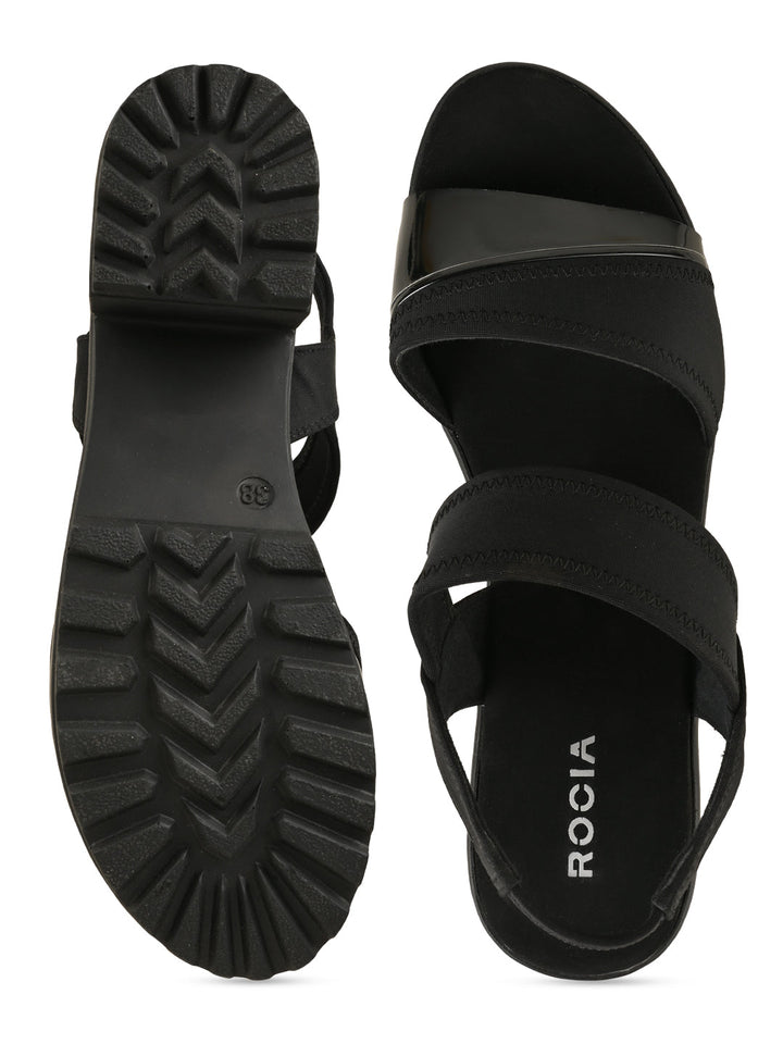 Rocia By Regal Black Women High Lycra Platform Sandals
