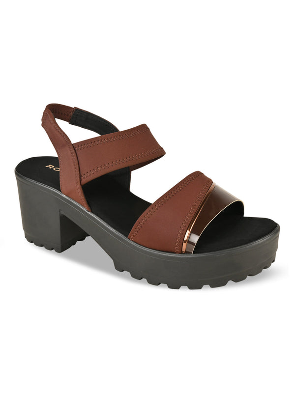 Rocia By Regal Brown Women High Lycra Platform Sandals