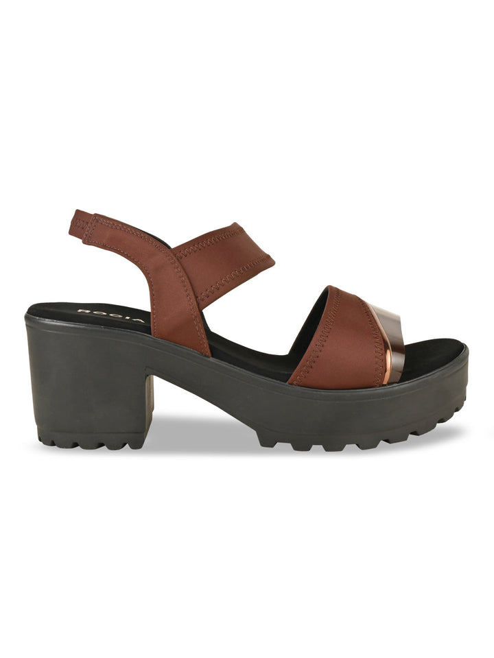 Rocia By Regal Brown Women High Lycra Platform Sandals