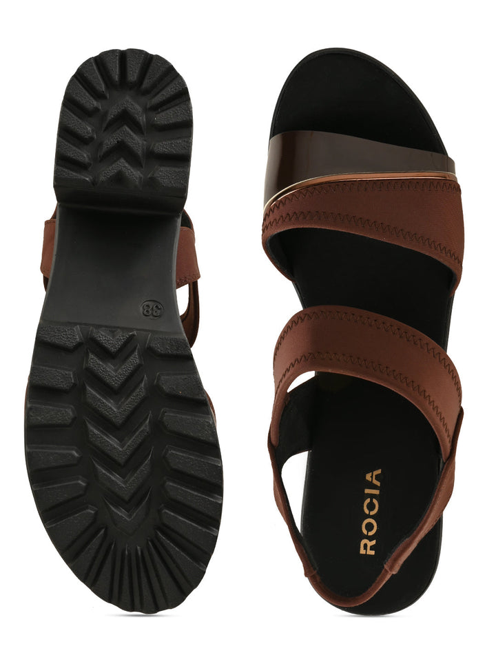 Rocia By Regal Brown Women High Lycra Platform Sandals