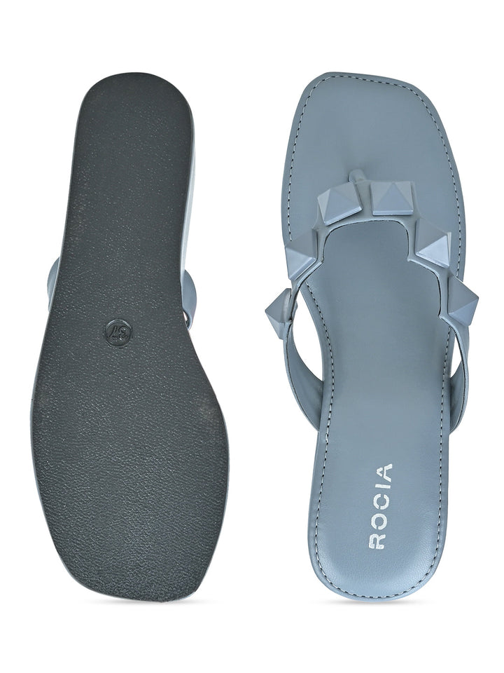 Rocia By Regal Blue Women Square Toe Embellished Wedges