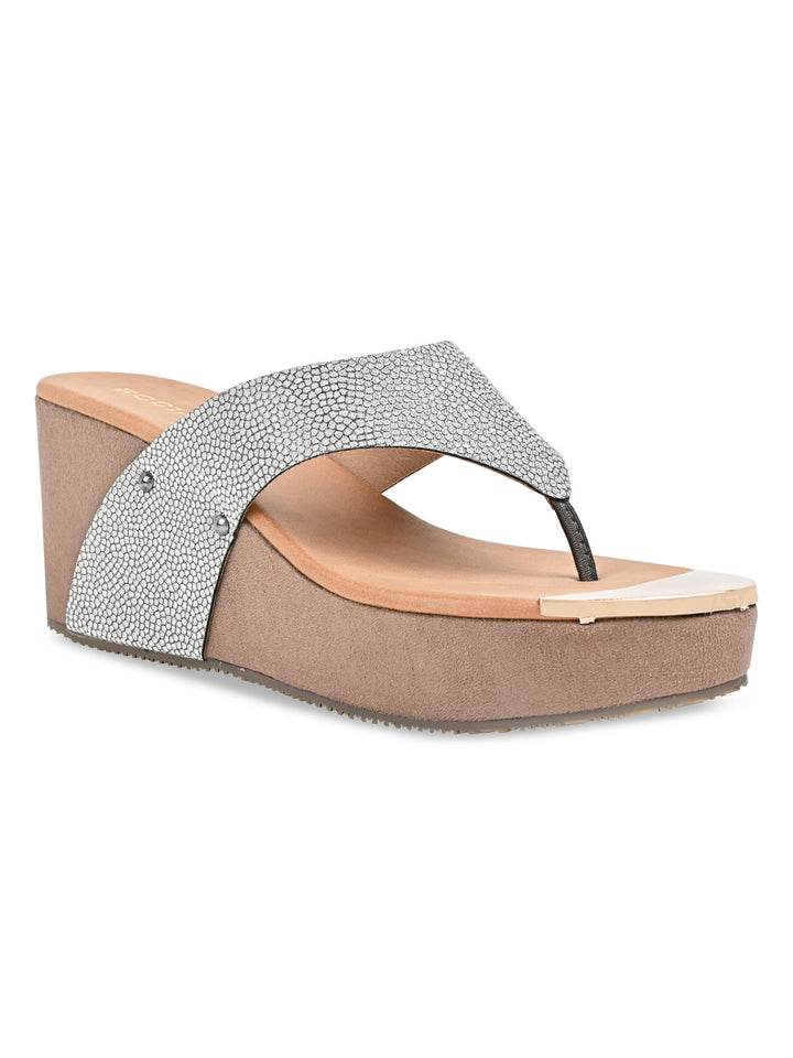 Rocia By Regal Antique Gold Women Casual Slip On Platforms