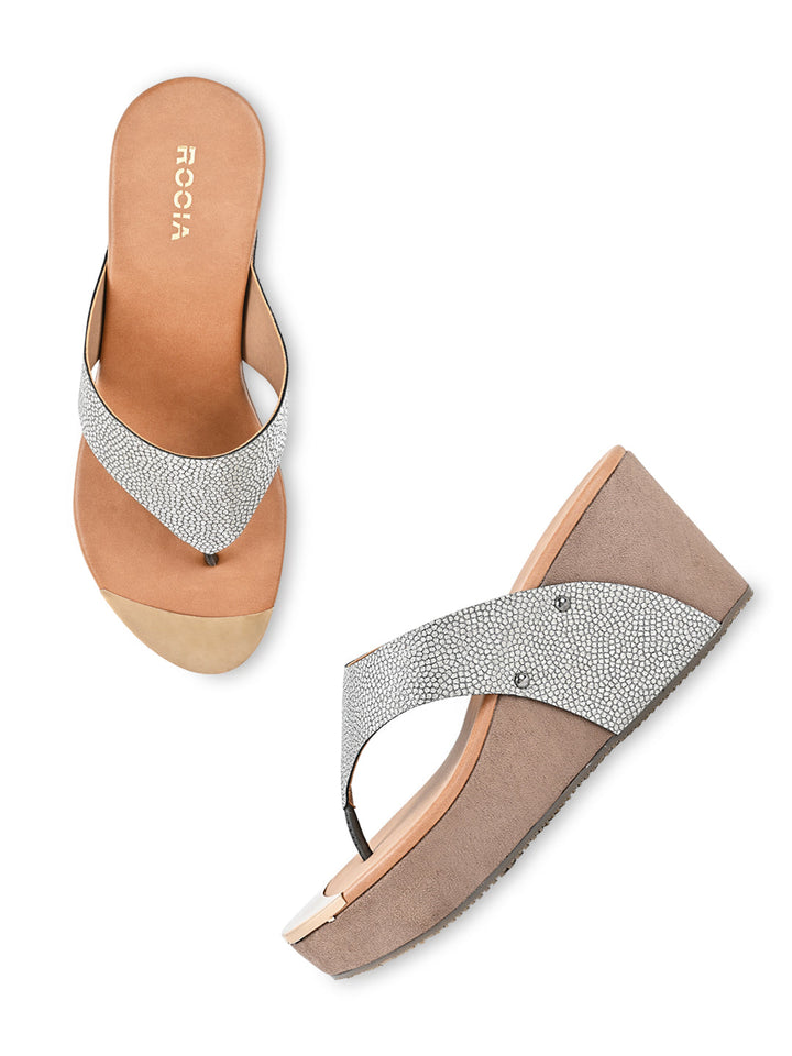 Rocia By Regal Antique Gold Women Casual Slip On Platforms