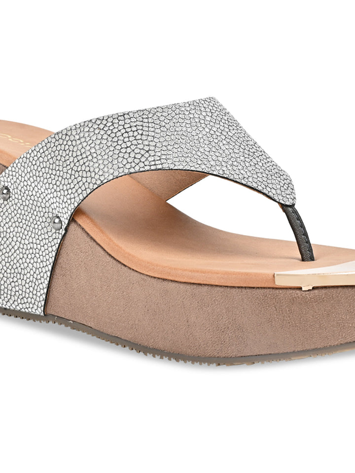 Rocia By Regal Antique Gold Women Casual Slip On Platforms