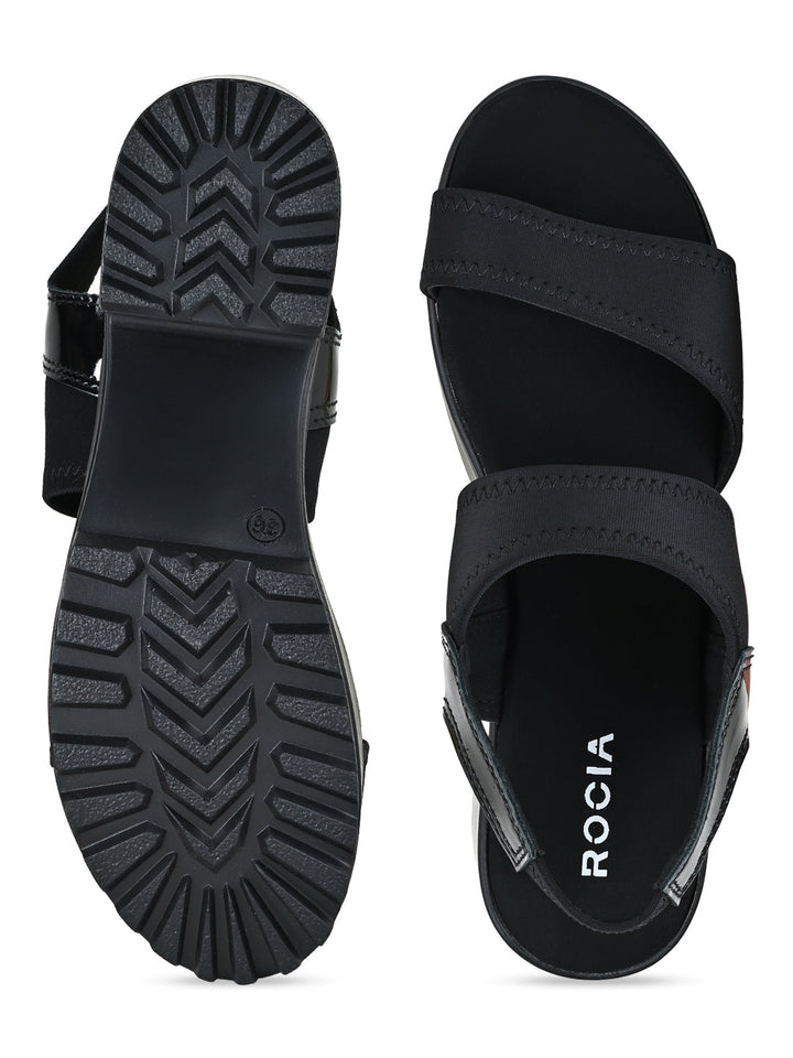 Rocia By Regal Black Women Comfortable Lycra Platforms