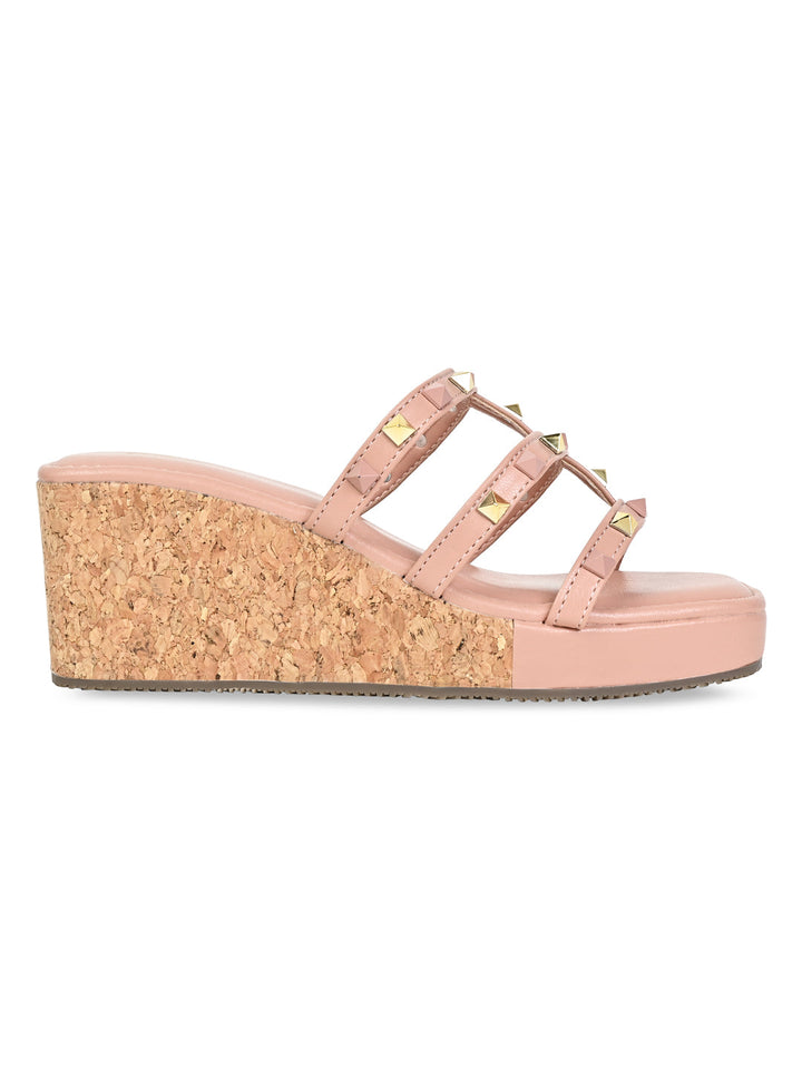 Rocia By Regal Pink Women T Strap Studded Platform