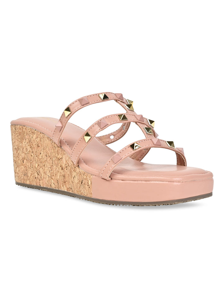 Rocia By Regal Pink Women T Strap Studded Platform