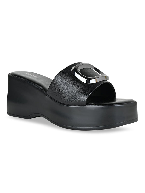 Rocia By Regal Black Women Casual Wedges