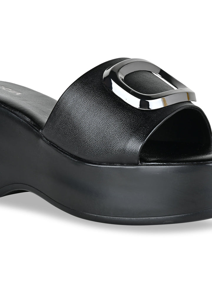 Rocia By Regal Black Women Casual Wedges