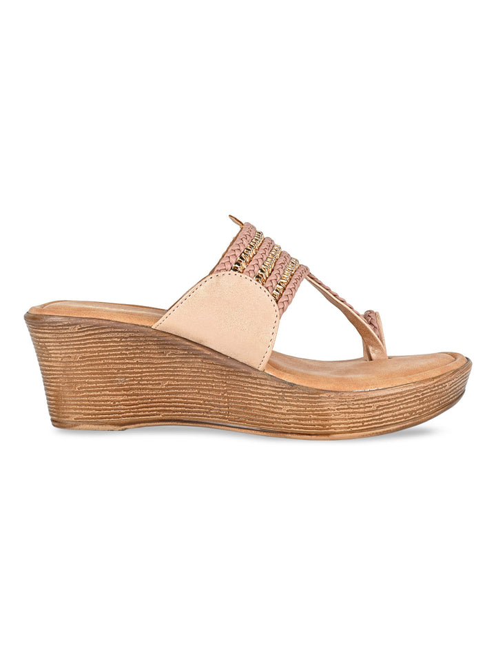 Rocia By Regal Pink Women Kolhapuri Wedges